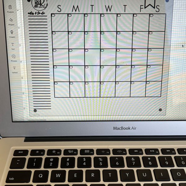 computer screen showing calendar graphic design